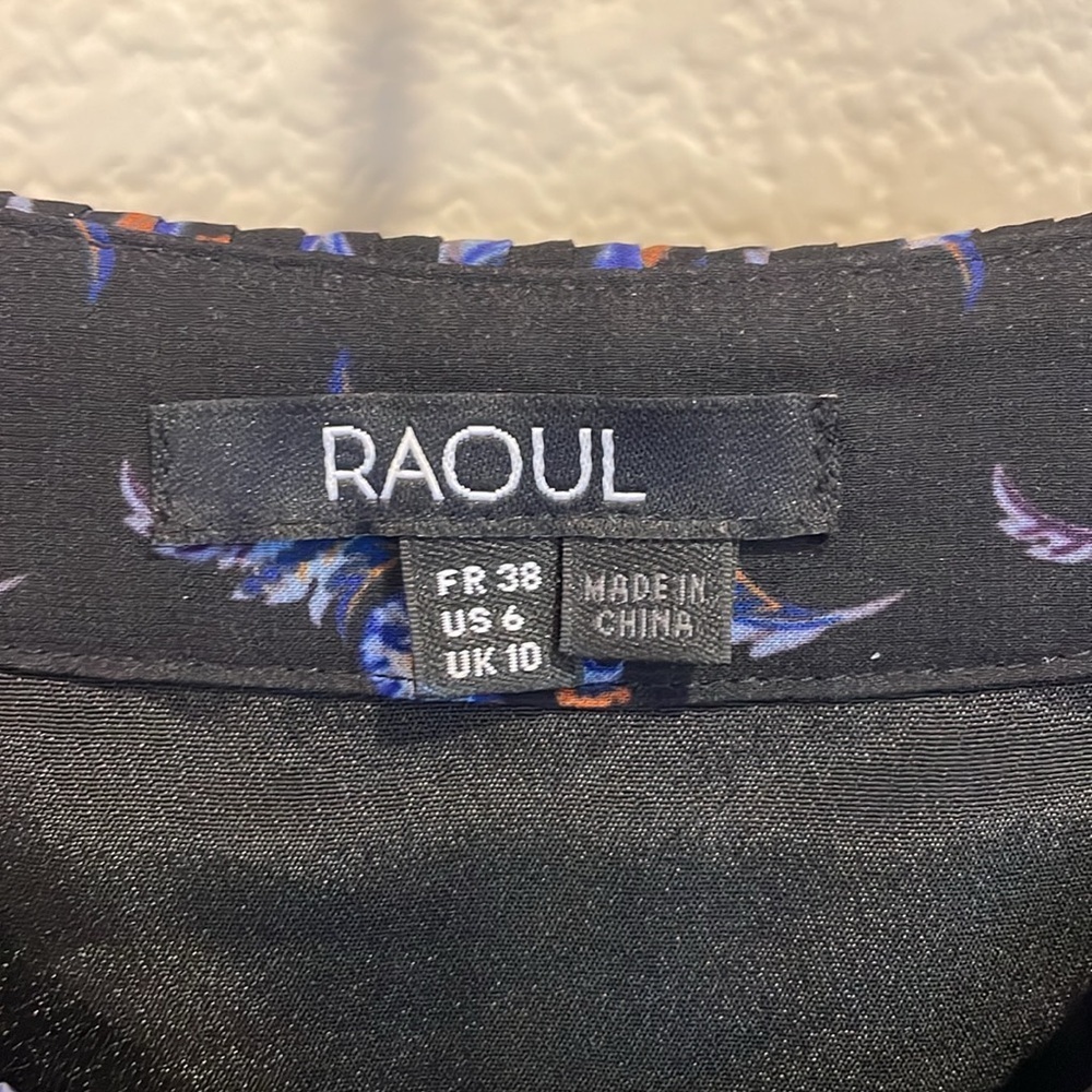 Raoul Paisley Shaza Dress 6 Dark Floral Mini Dress Pleated Collar Wedding Guest - Picture 4 of 16